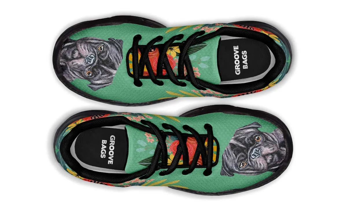 Joyful Black Pug Chunky Sneakers