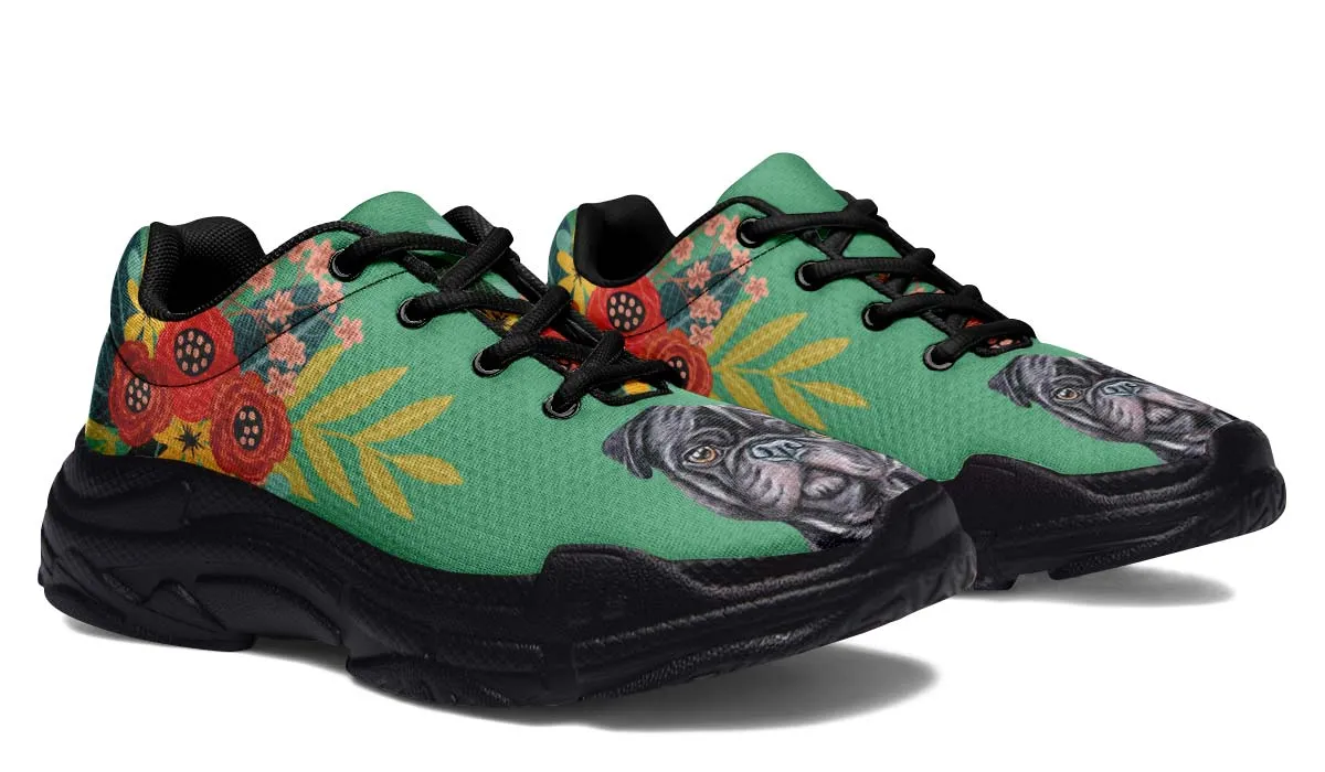 Joyful Black Pug Chunky Sneakers