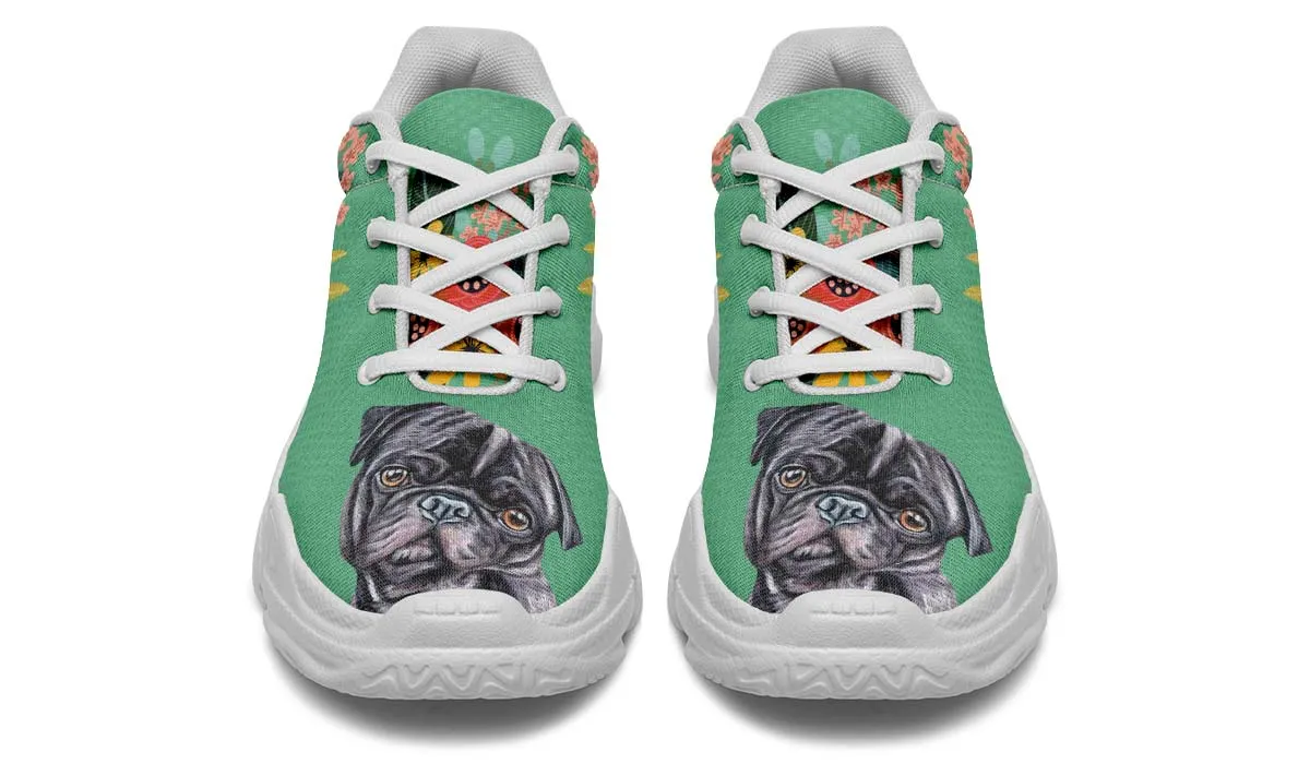 Joyful Black Pug Chunky Sneakers
