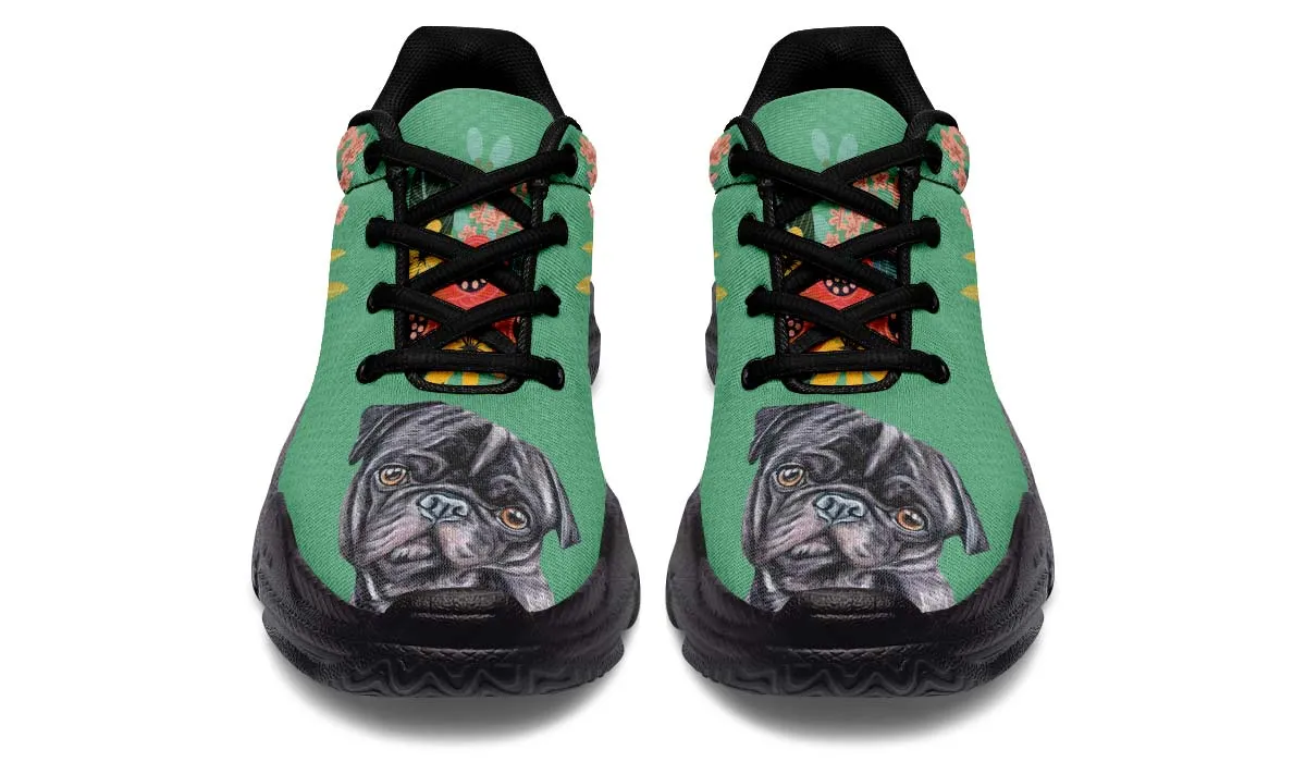 Joyful Black Pug Chunky Sneakers