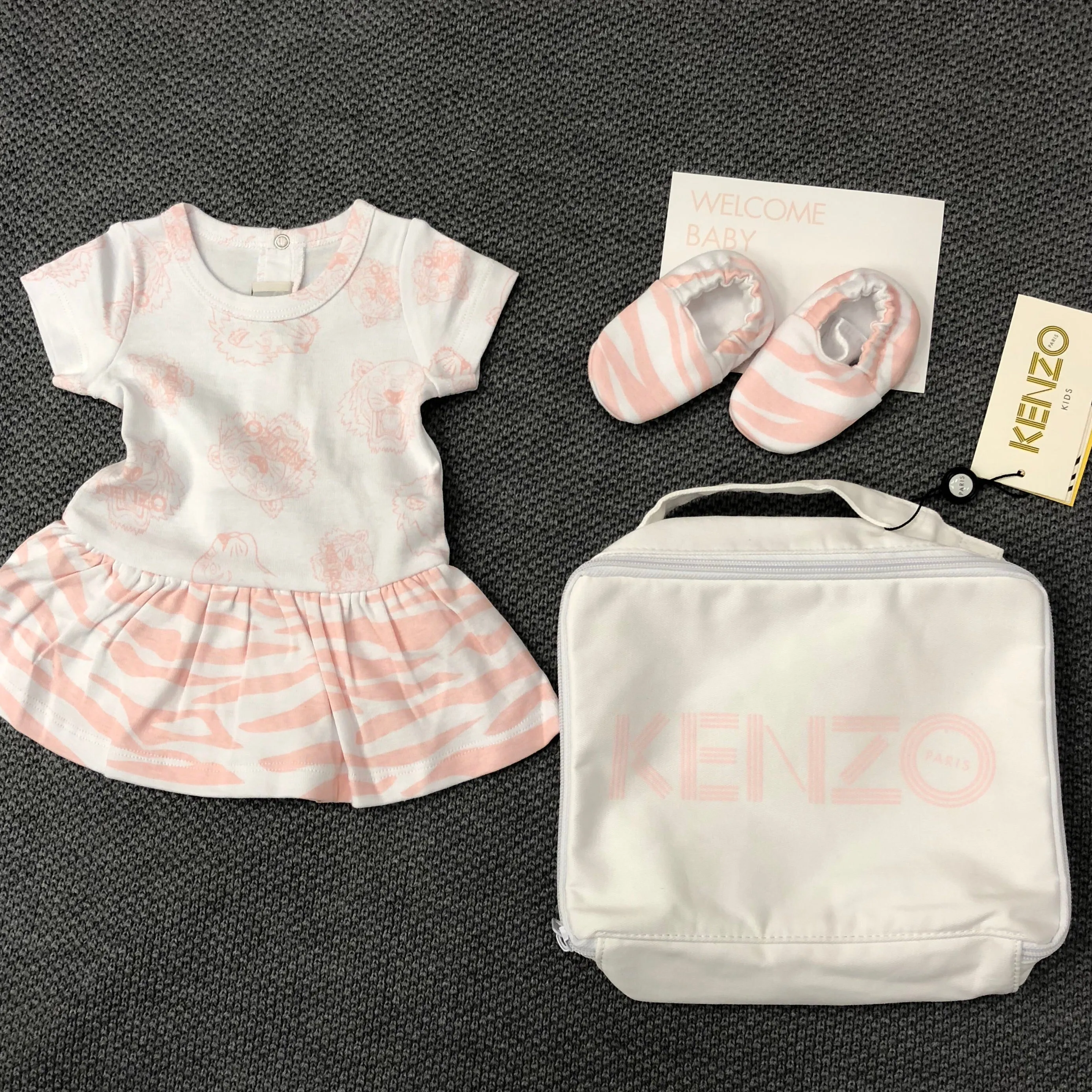 Kenzo Kids tiger print dress pink