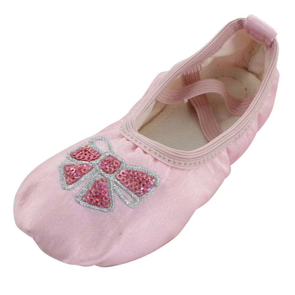 Kid Girl's Satin Pink Basic Yoga Dance Practice Shoes