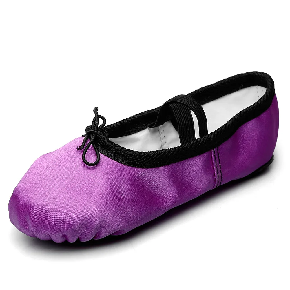 Kid Girl's Satin Practice Ballet Slipper Yoga Shoe