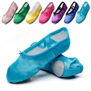 Kid Girl's Satin Practice Ballet Slipper Yoga Shoe
