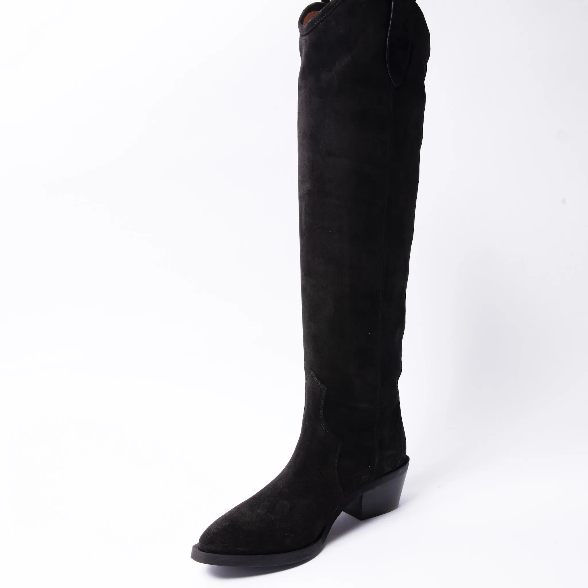 Knee High Cowboy Boots Cognac Suede