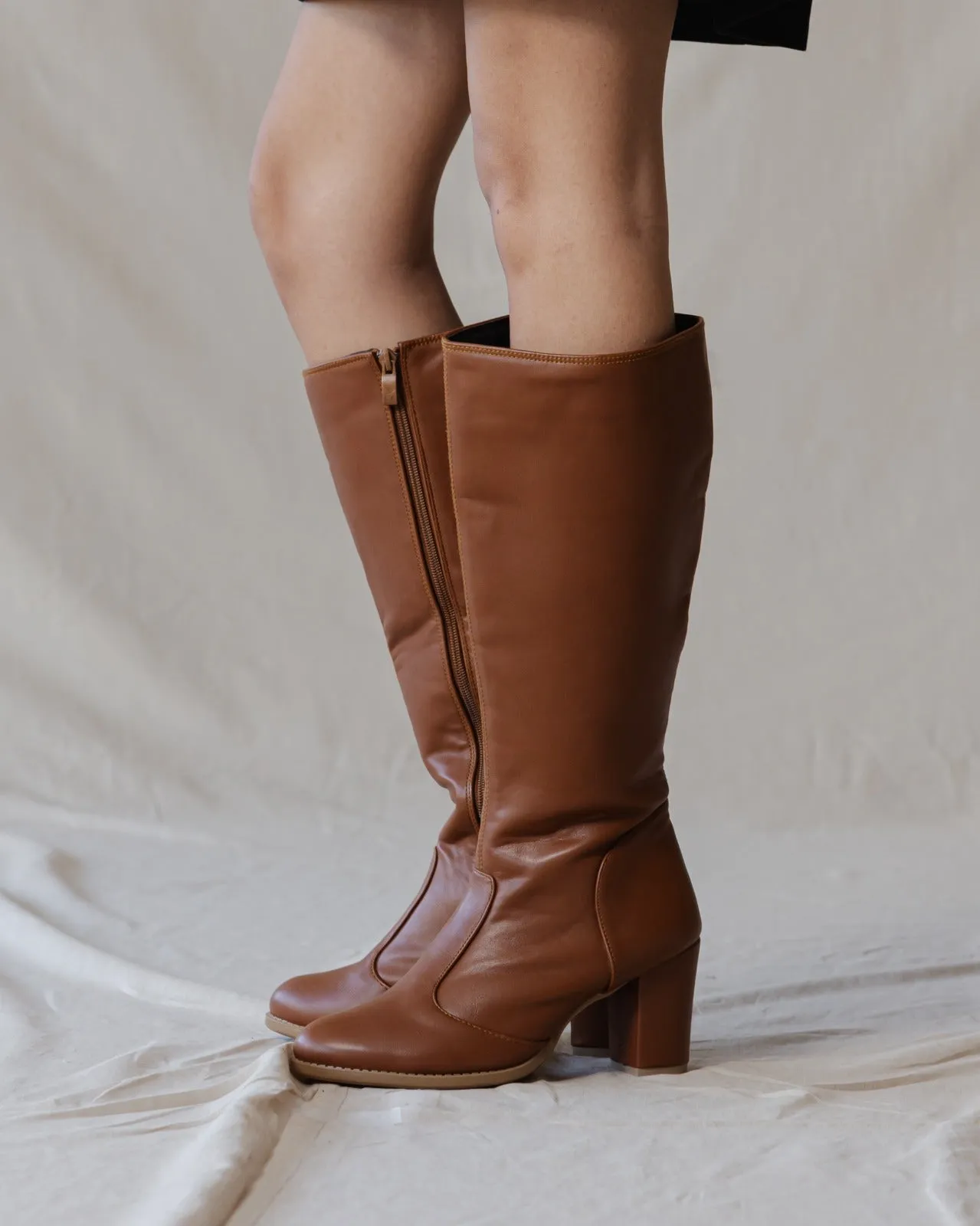 Knee High Leather Boots Havane