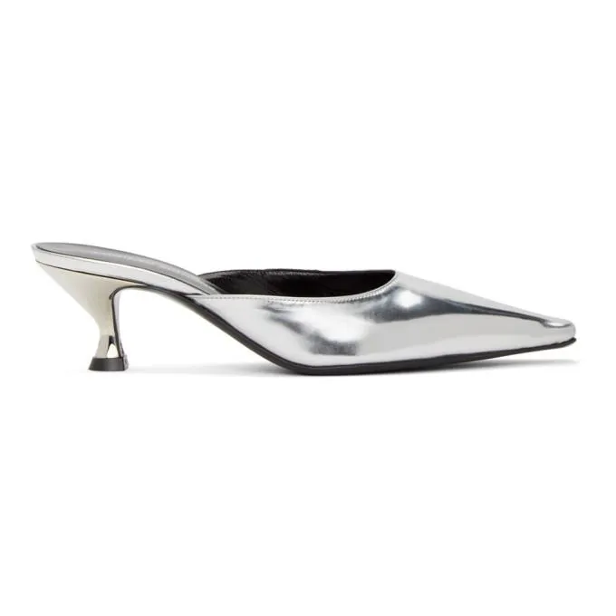 Kwaidan Editions Metallic Pointy Toe Kitten Heel Mule