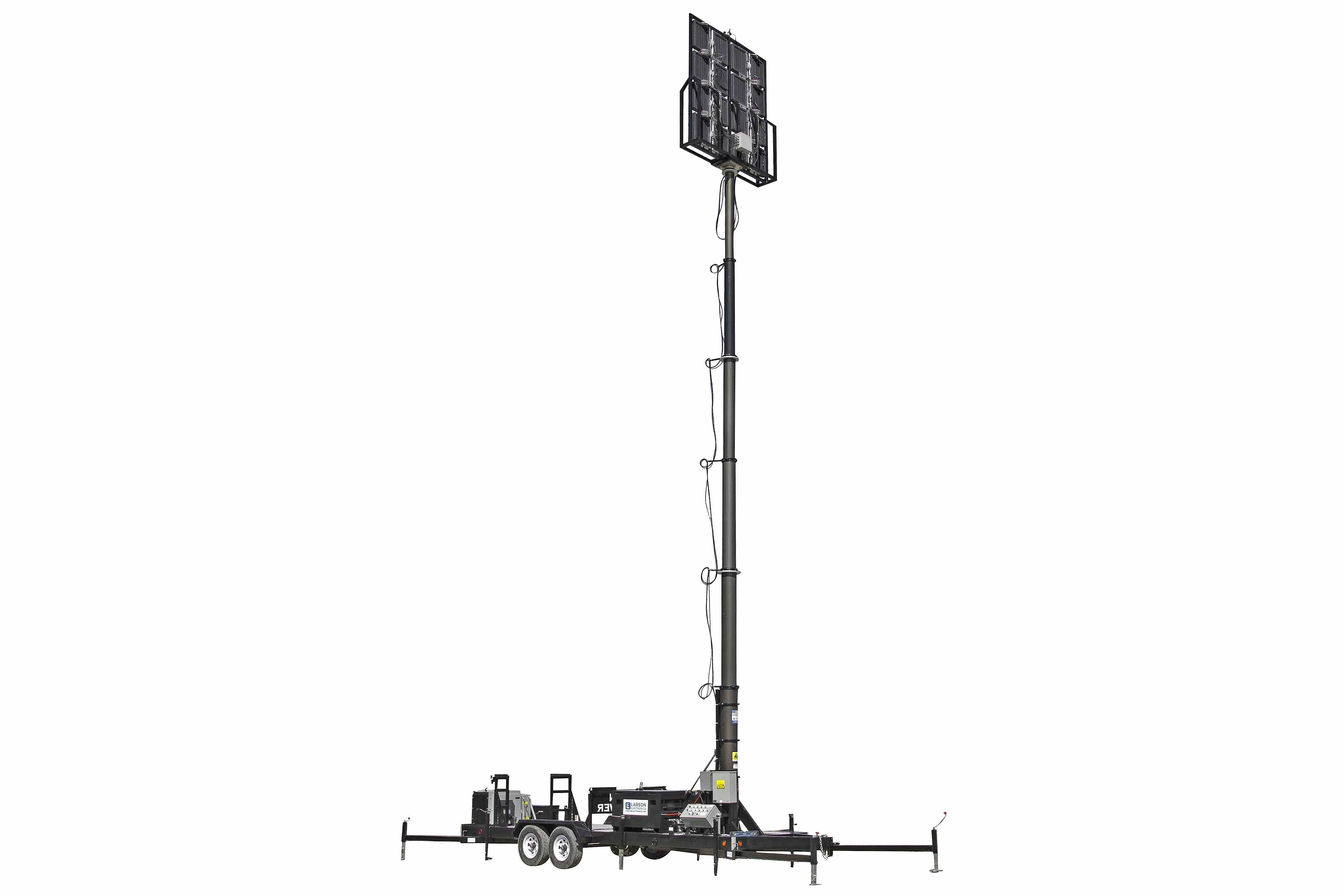 Larson Electronics 60' Pneumatic Megatower™ on 21 Foot Trailer - (16) 500 Watt LED Lights - 14KW Genset - 110 Gallons