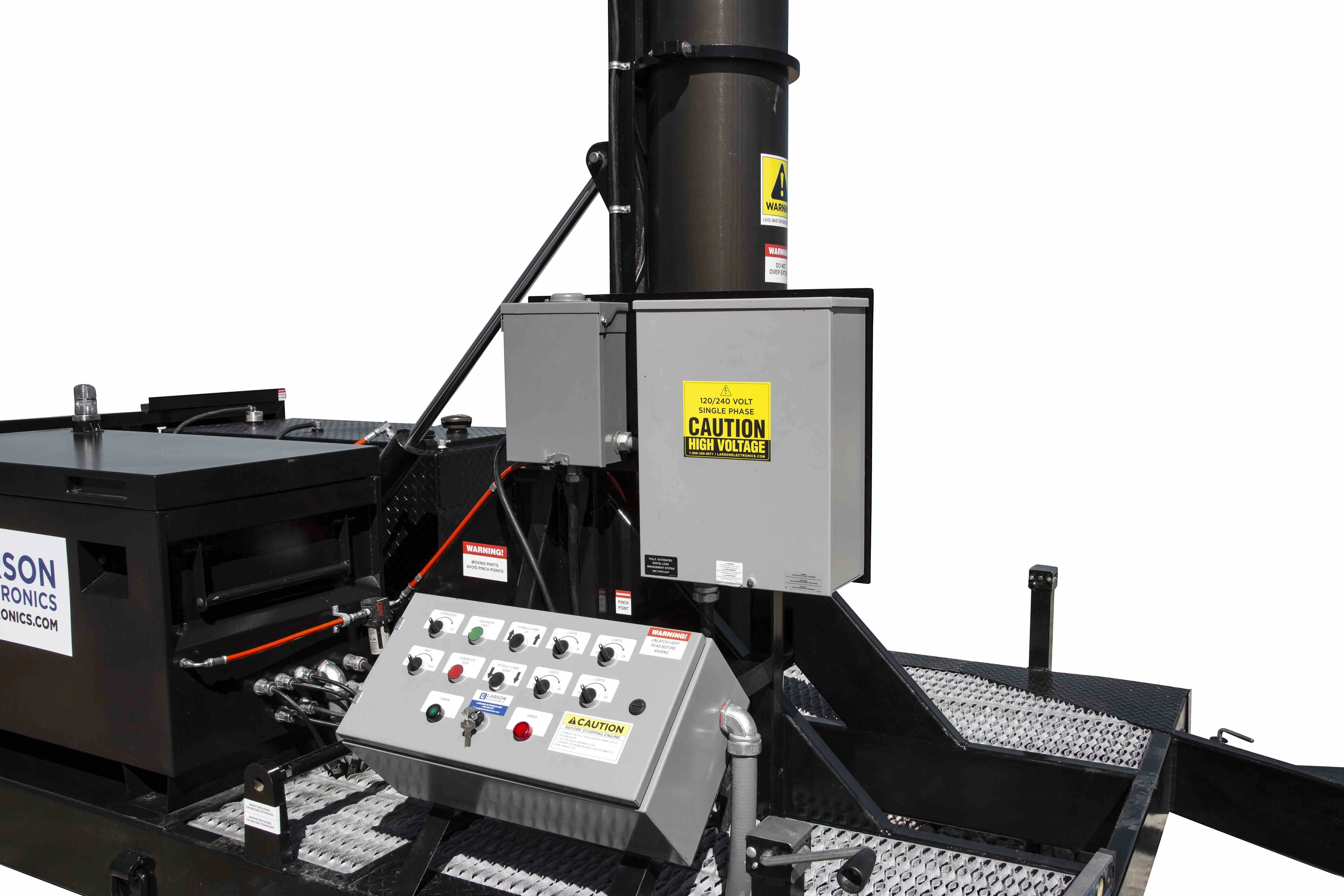 Larson Electronics 60' Pneumatic Megatower™ on 21 Foot Trailer - (16) 500 Watt LED Lights - 14KW Genset - 110 Gallons