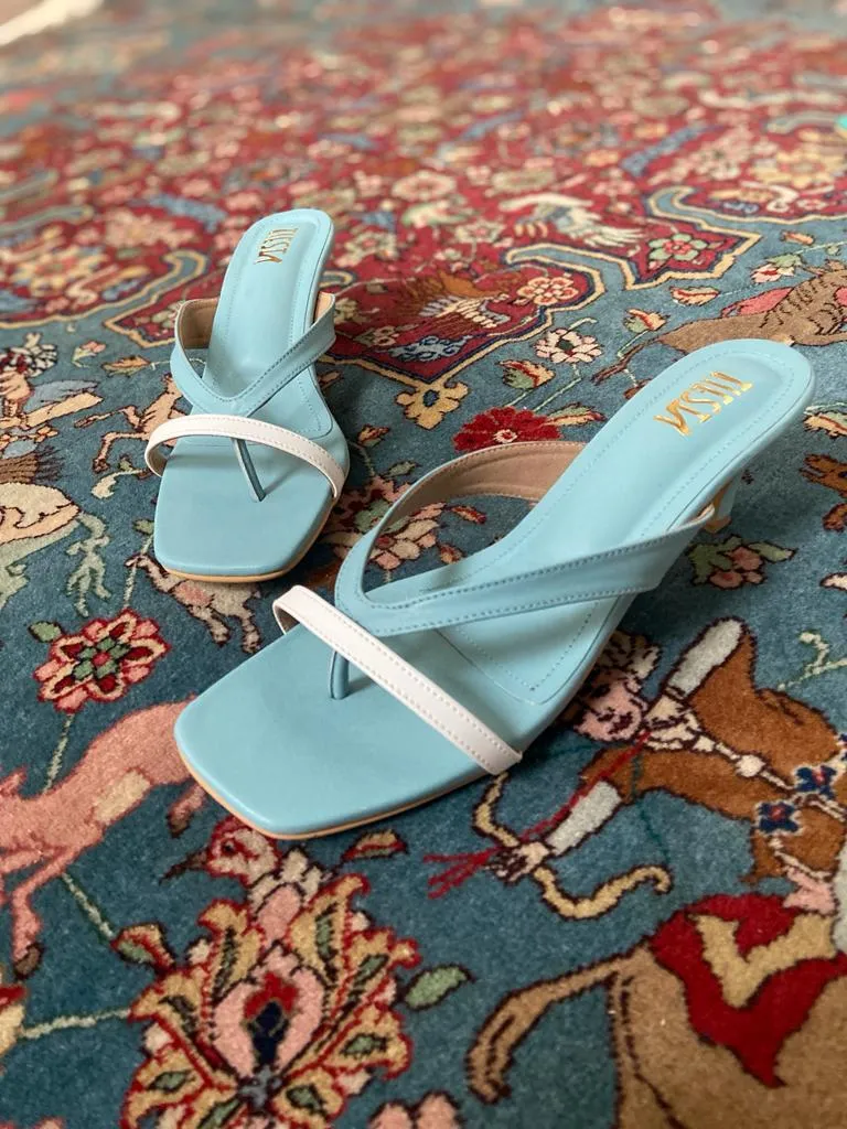 Layla blue kitten heels white footwear