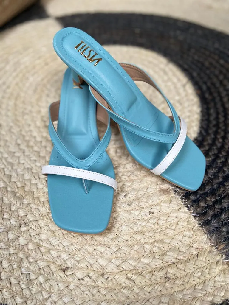 Layla blue kitten heels white footwear