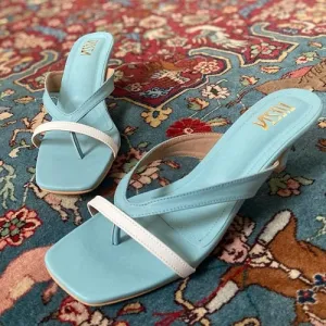 Layla blue kitten heels white footwear