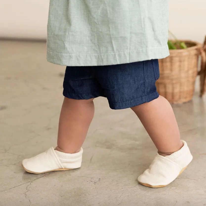 LEATHER SOLFT SOLE MOCCASIN - CREAM
