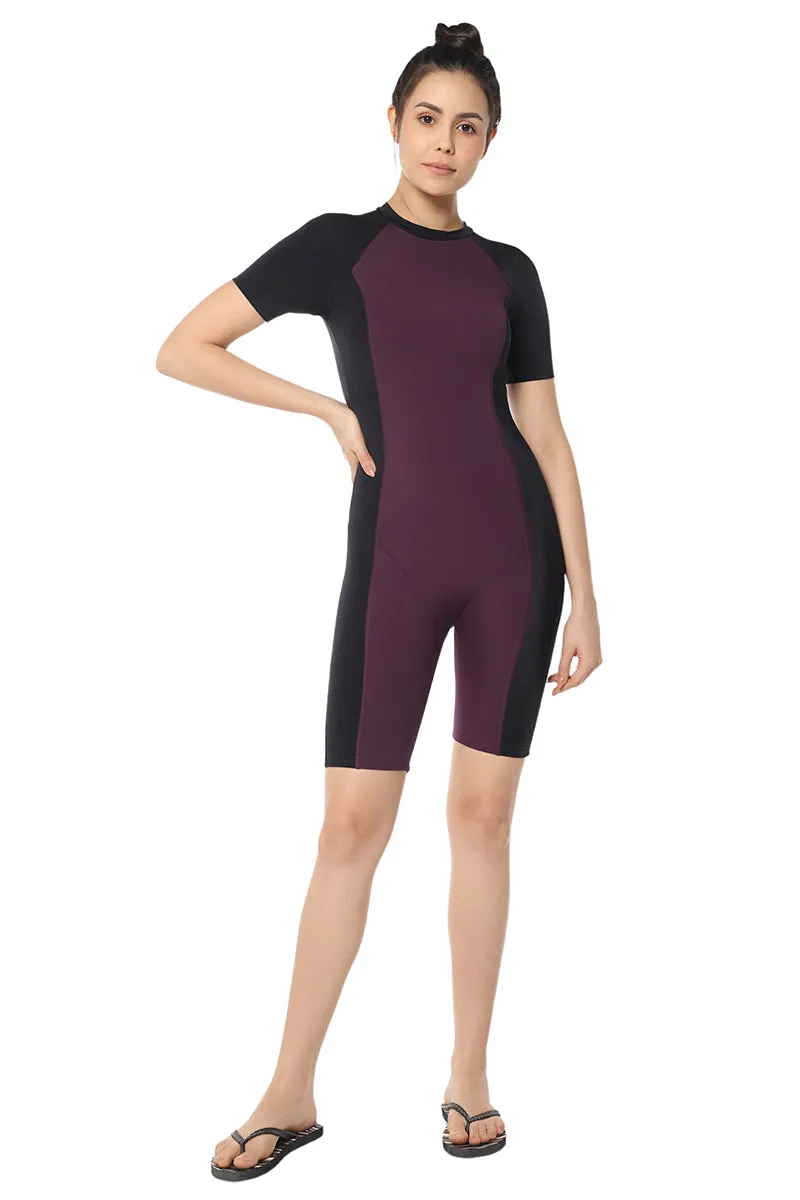 Leg Suit With Sleeves - Chockeberry With Nero