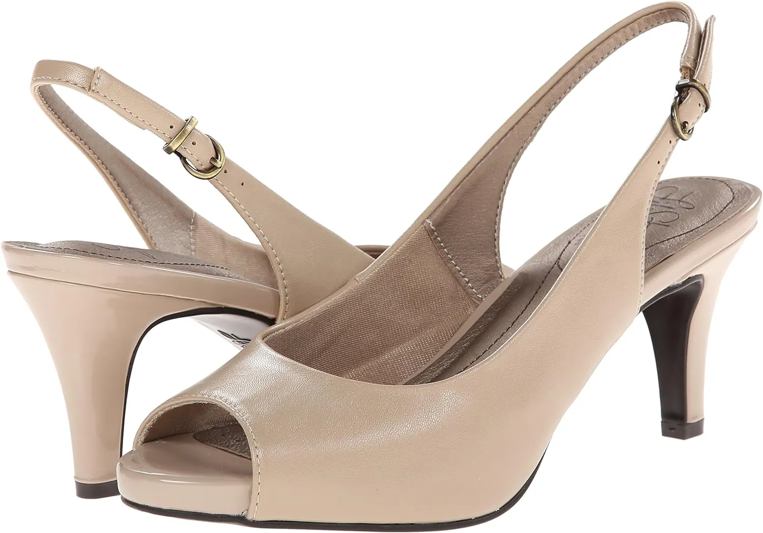 LifeStride Women's Teller Slingbacks Tender Dress Sandals  Color Taupe Faux Leather Size 8.5M
