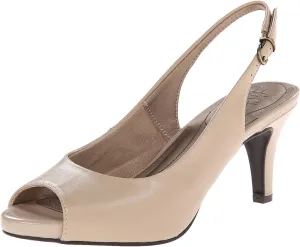 LifeStride Women's Teller Slingbacks Tender Dress Sandals  Color Taupe Faux Leather Size 8.5M