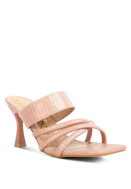 London Rag CHIRI Criss Cross Strap Spool Heel Sandals