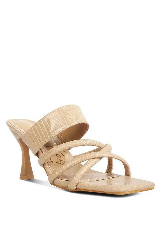 London Rag CHIRI Criss Cross Strap Spool Heel Sandals
