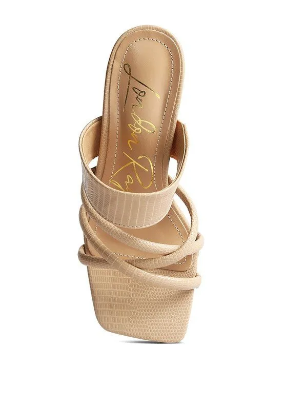 London Rag CHIRI Criss Cross Strap Spool Heel Sandals