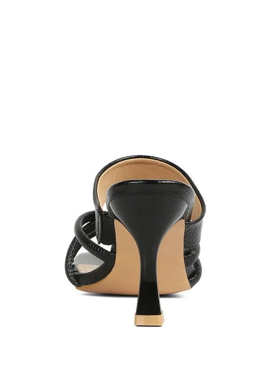 London Rag CHIRI Criss Cross Strap Spool Heel Sandals