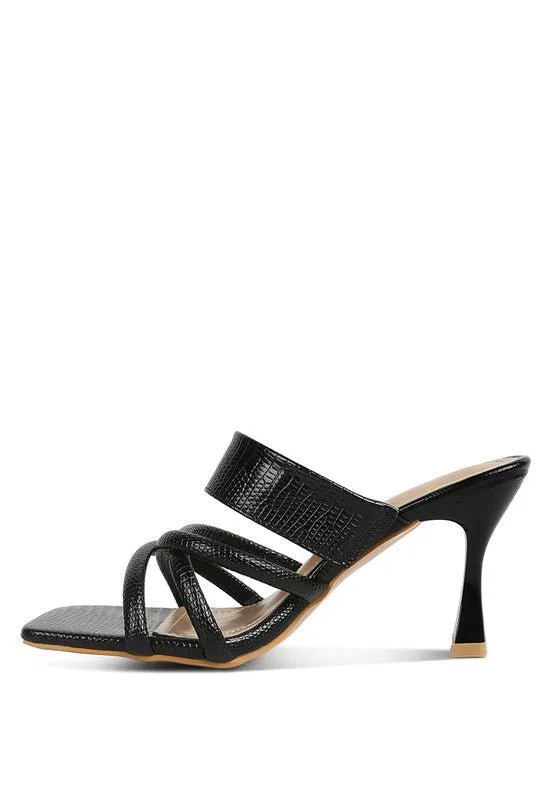 London Rag CHIRI Criss Cross Strap Spool Heel Sandals