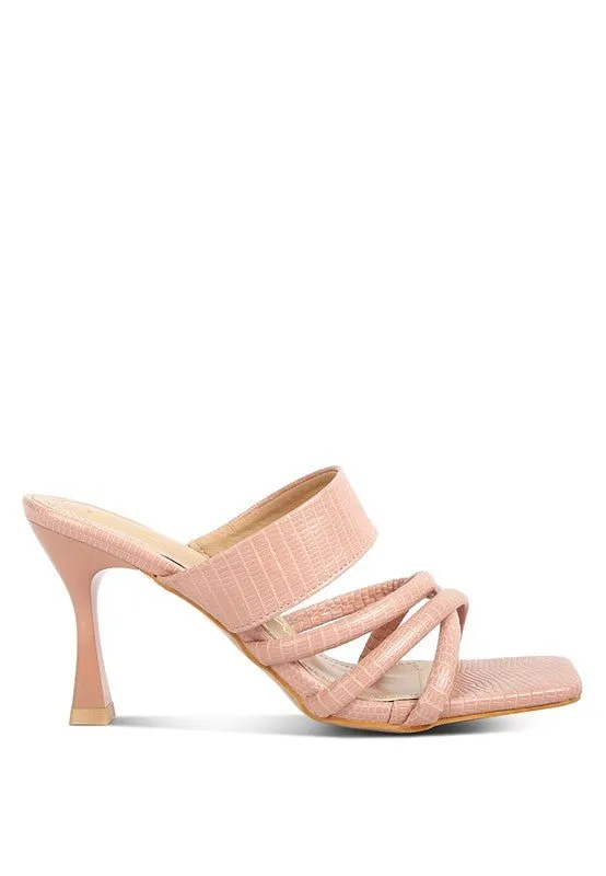 London Rag CHIRI Criss Cross Strap Spool Heel Sandals
