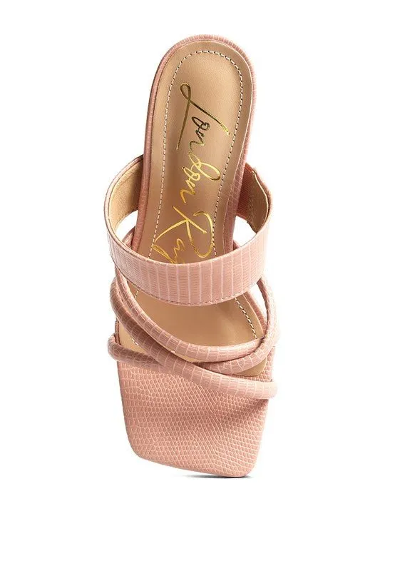 London Rag CHIRI Criss Cross Strap Spool Heel Sandals