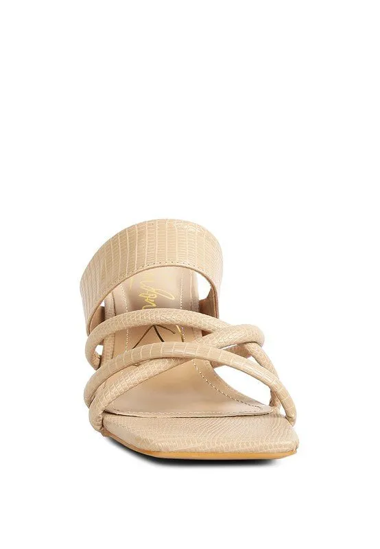 London Rag CHIRI Criss Cross Strap Spool Heel Sandals