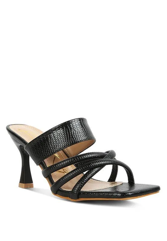 London Rag CHIRI Criss Cross Strap Spool Heel Sandals