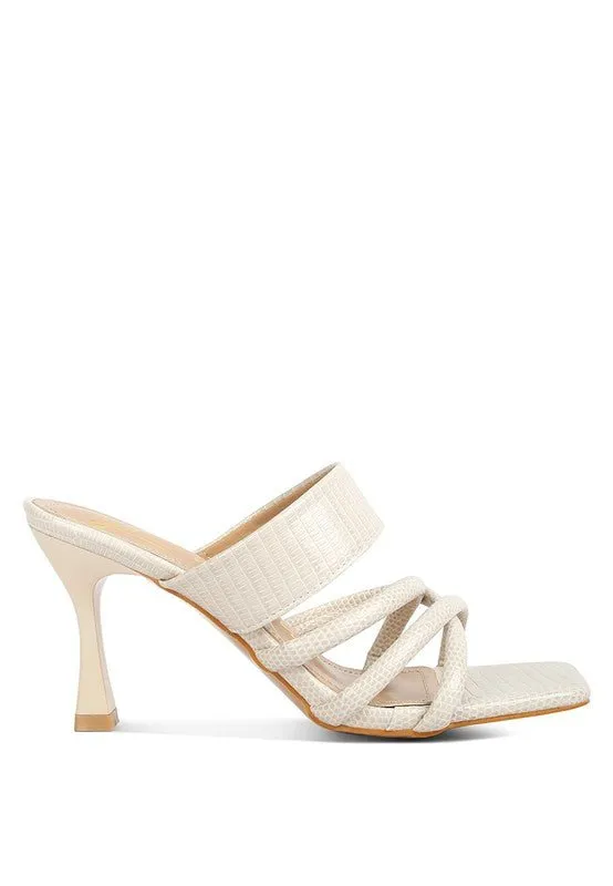 London Rag CHIRI Criss Cross Strap Spool Heel Sandals