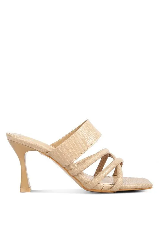 London Rag CHIRI Criss Cross Strap Spool Heel Sandals