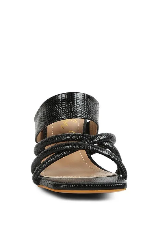 London Rag CHIRI Criss Cross Strap Spool Heel Sandals