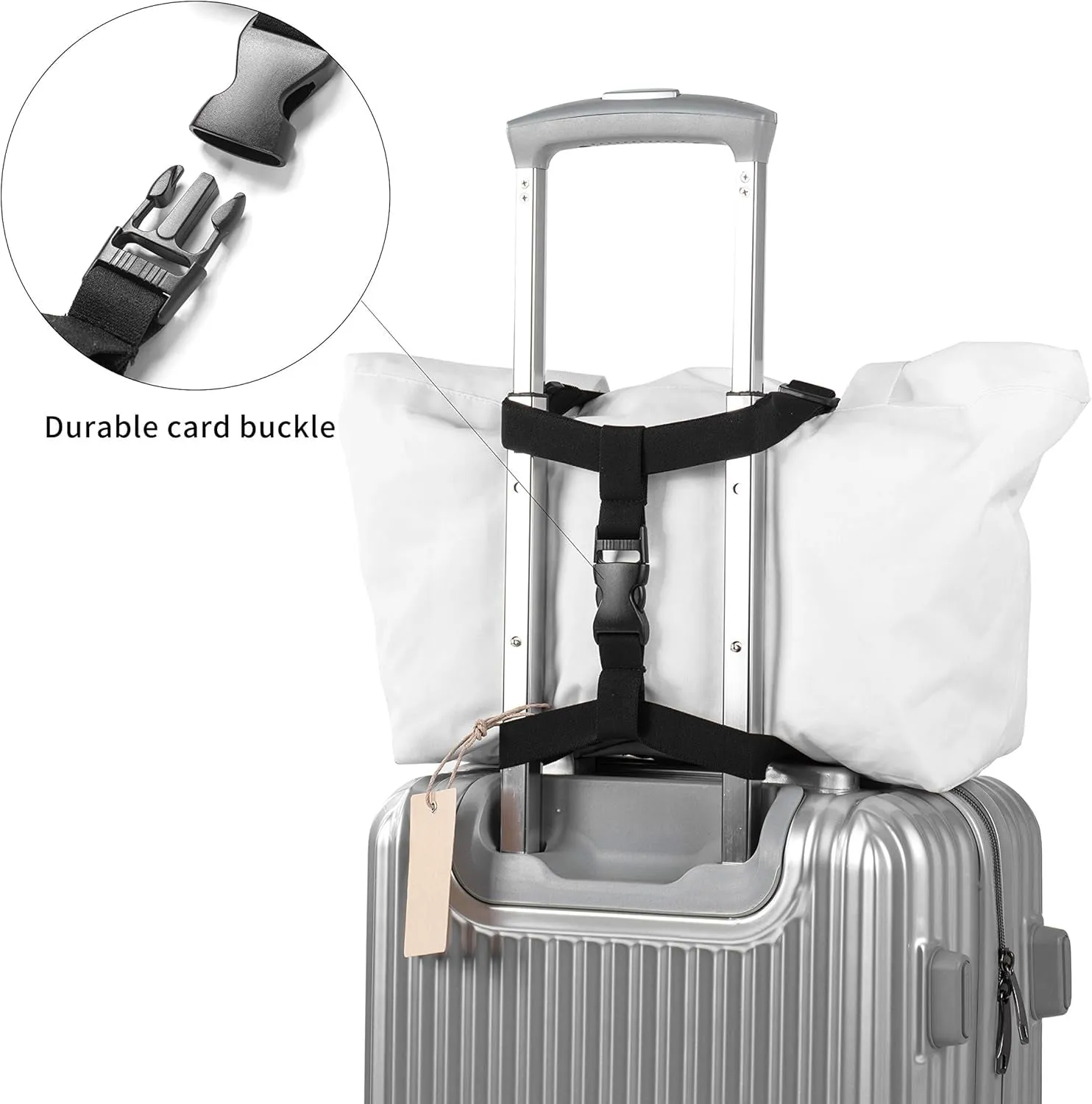 Luggage Straps Bag Bungees for Add a Bag Easy to Travel Suitcase Elastic Strap Belt， High Elastic Suitcase Adjustable Belt Bag Bungees with Buckles (Black/Black)