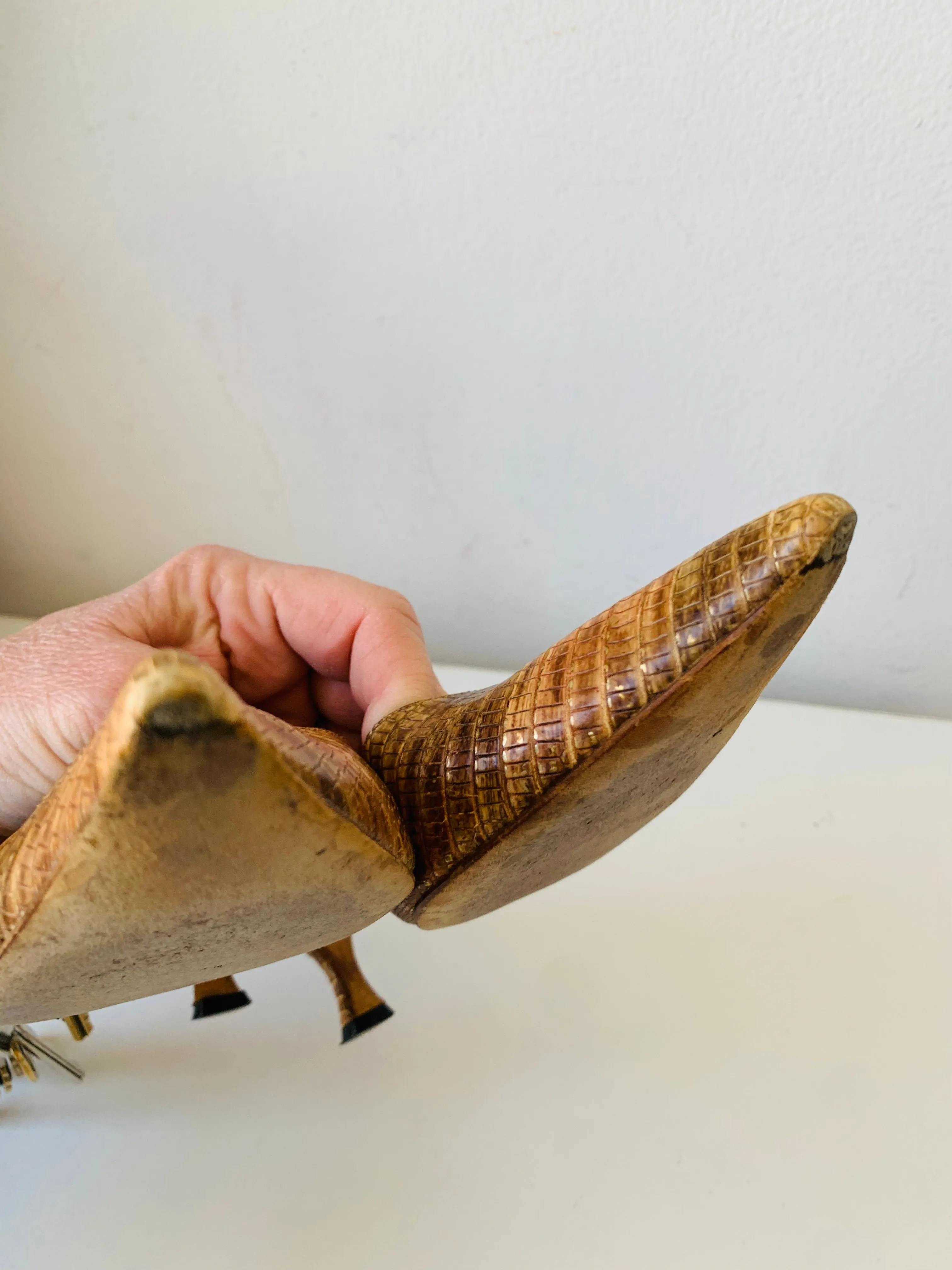Manolo Blahnik Snakeskin Mules Women’s Shoes Size 37 1/2 In Brown, Tan, and Gold Metallic Detail