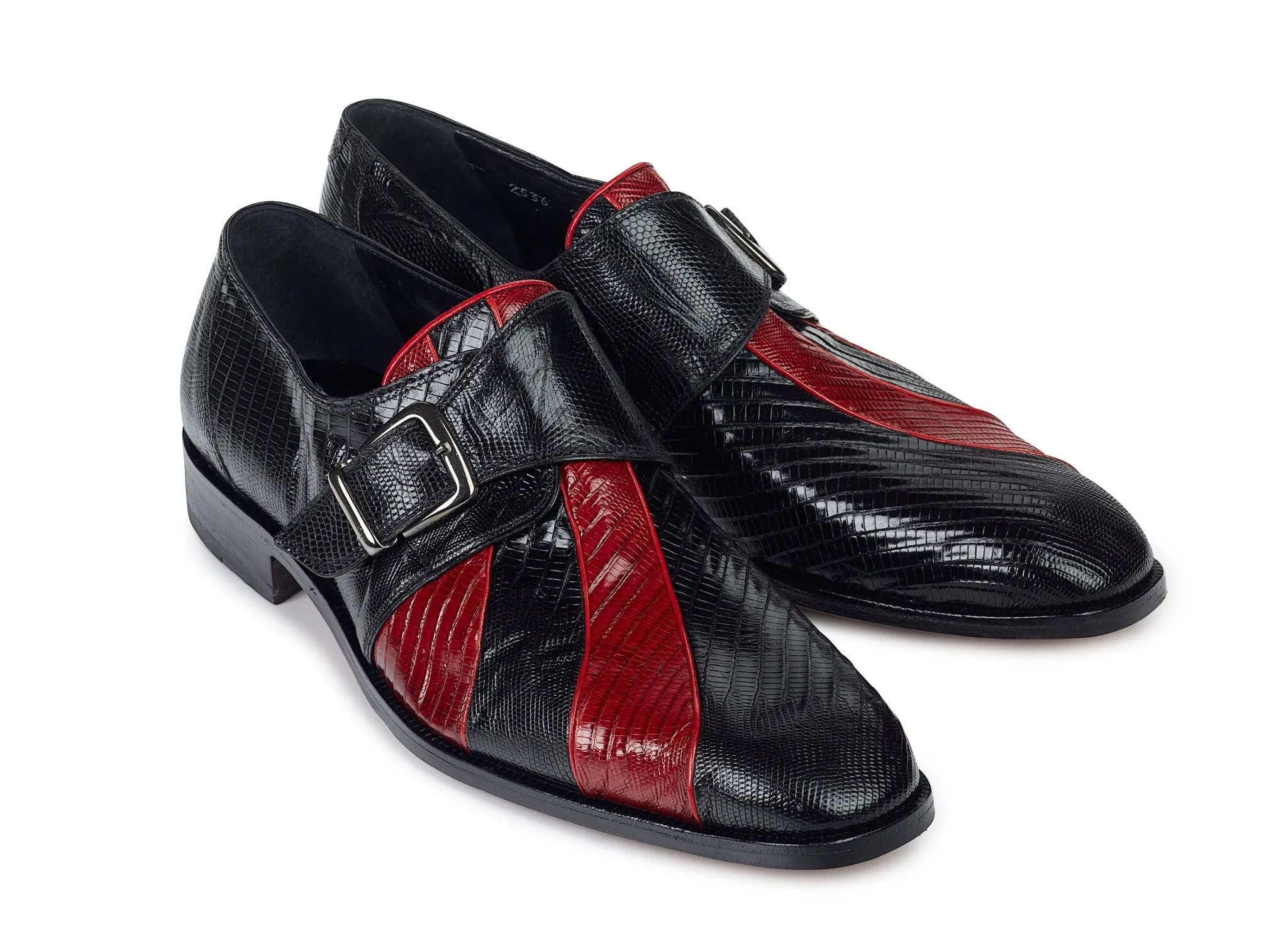 Mauri - "2536" Black/Red Tejus Lizard Dress Shoe