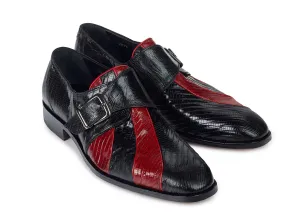 Mauri - "2536" Black/Red Tejus Lizard Dress Shoe