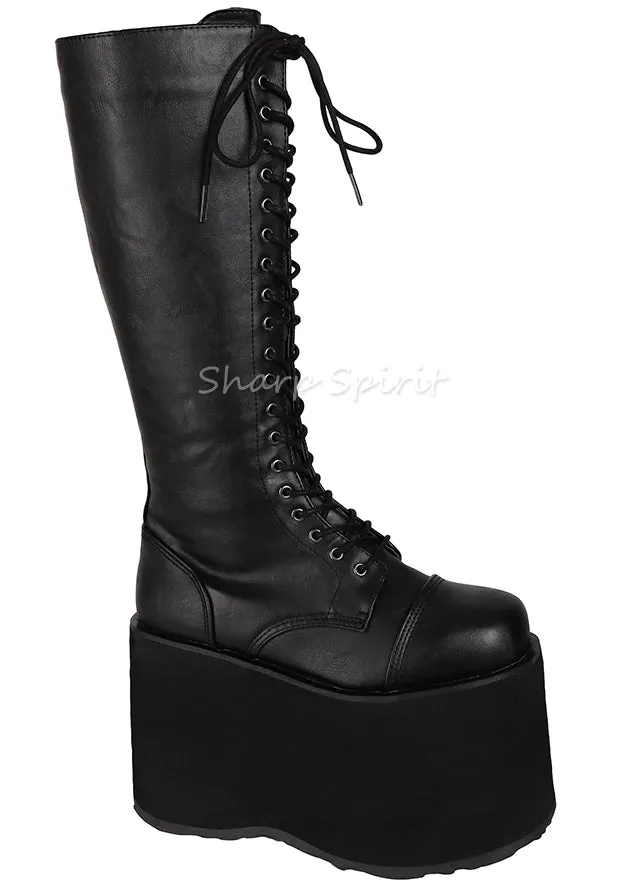 Mega Platform Cyber Rave Festival Gothic Lace Up Boots