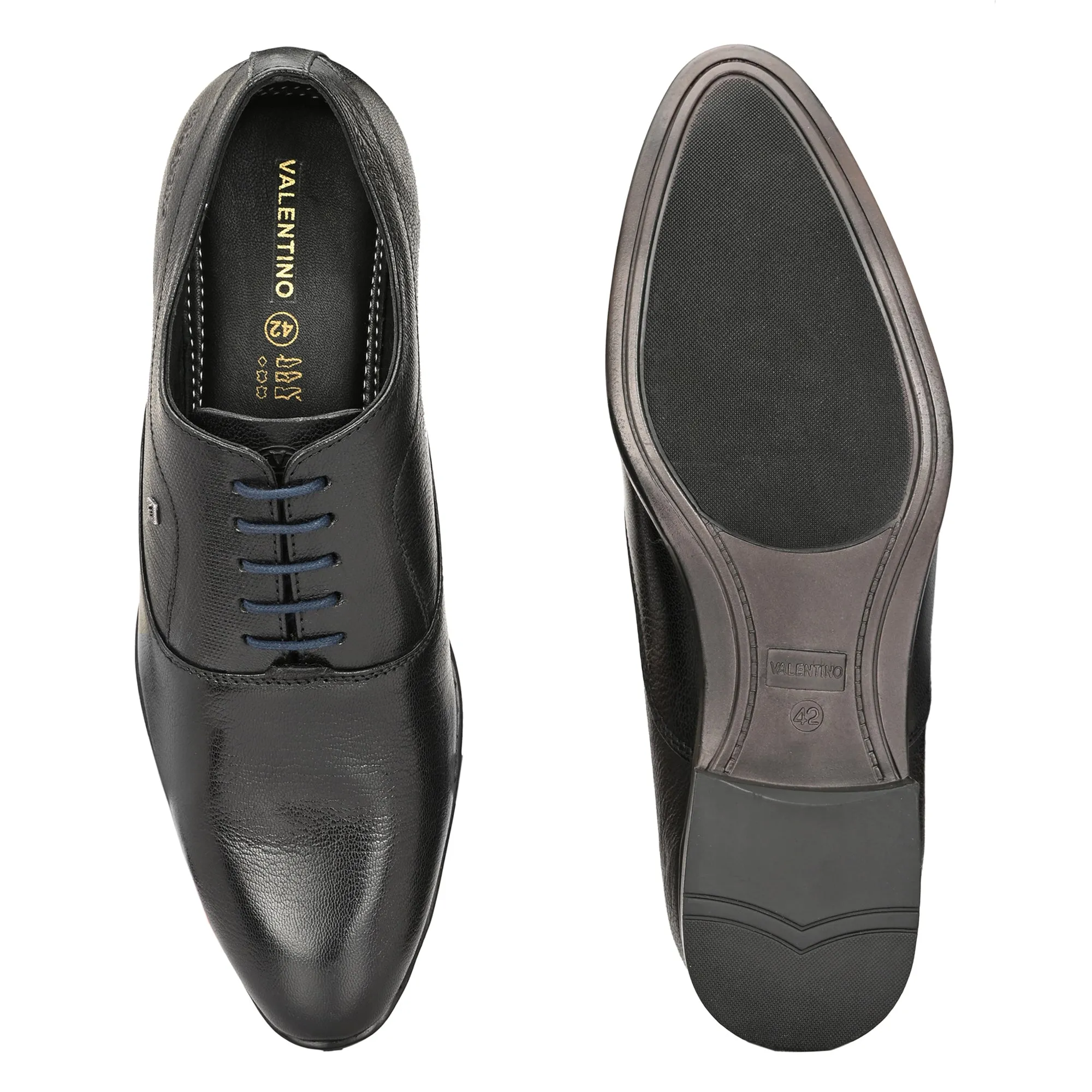 Men Premium Leather Black Lace Up Formal Derby Shoes (Ramky-72-Black)