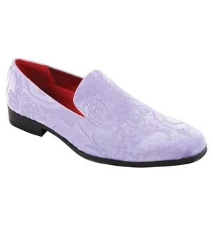 Men's Lavender Velvet Material Paisley Fashion Loafer Shoes
