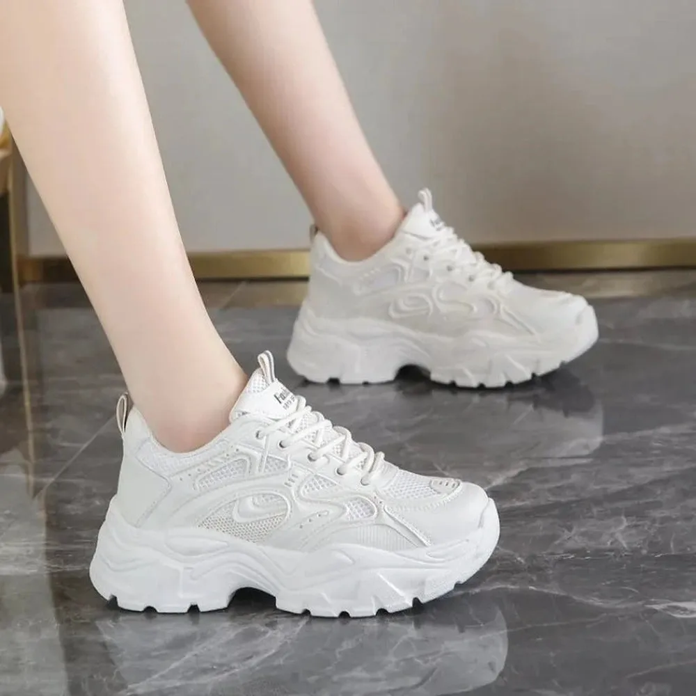 Merendy Cherokee Round toe lace-up Platform chunky white 90s platform sneakers