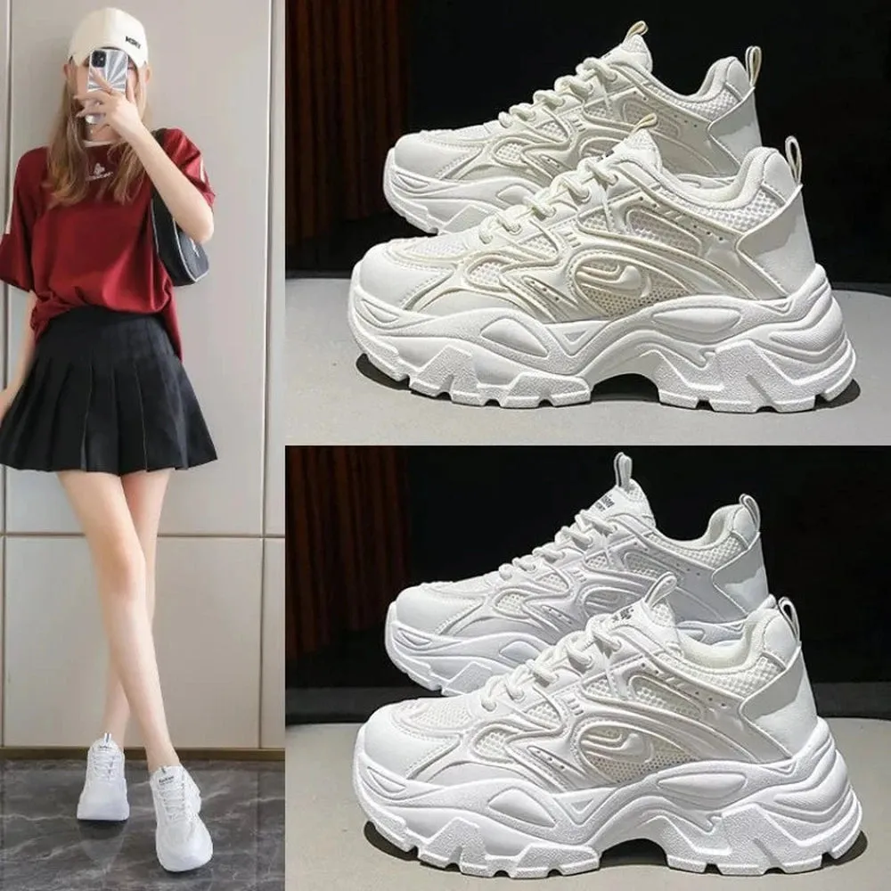 Merendy Cherokee Round toe lace-up Platform chunky white 90s platform sneakers