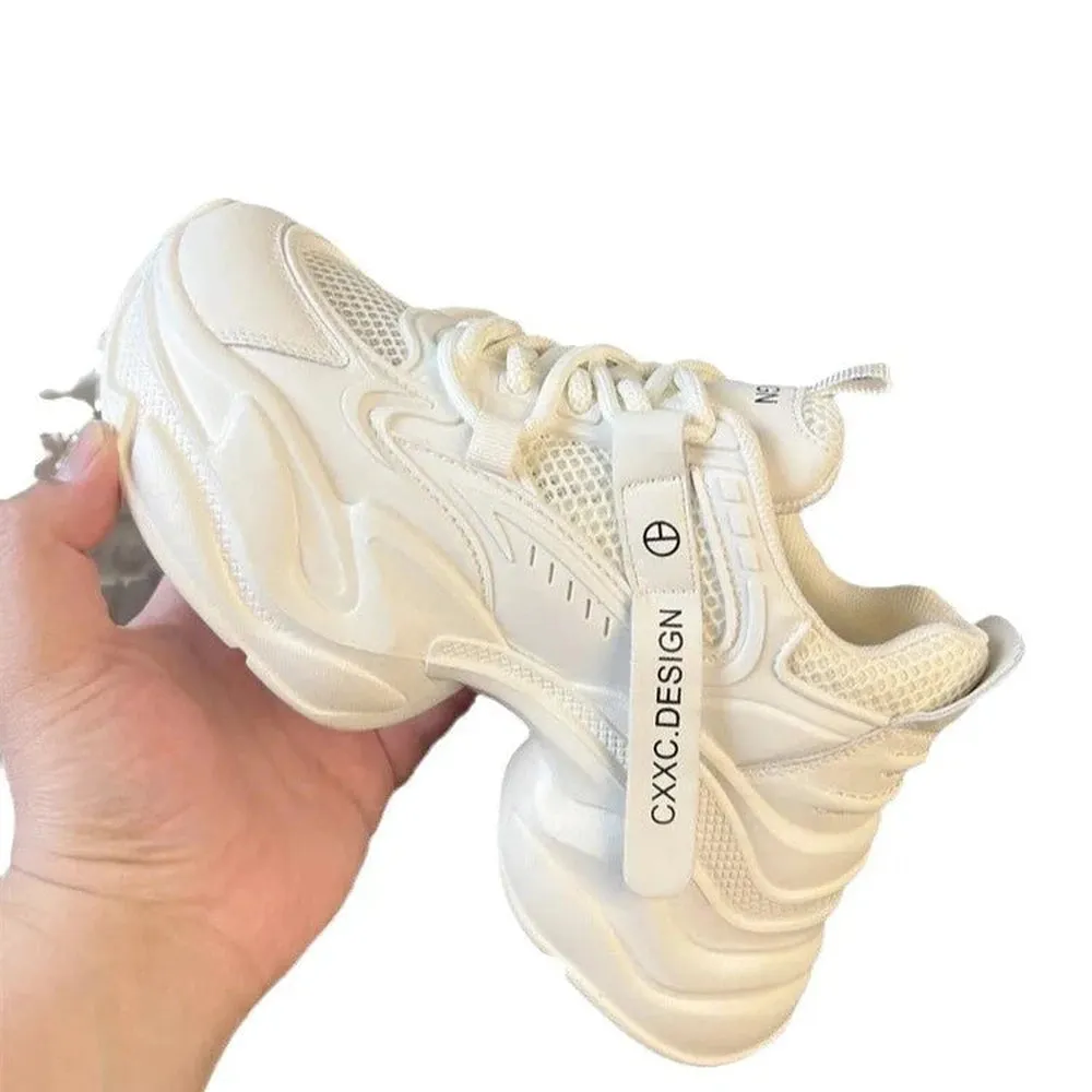Merendy Mori Round toe lace-up Mesh best chunky white shoes