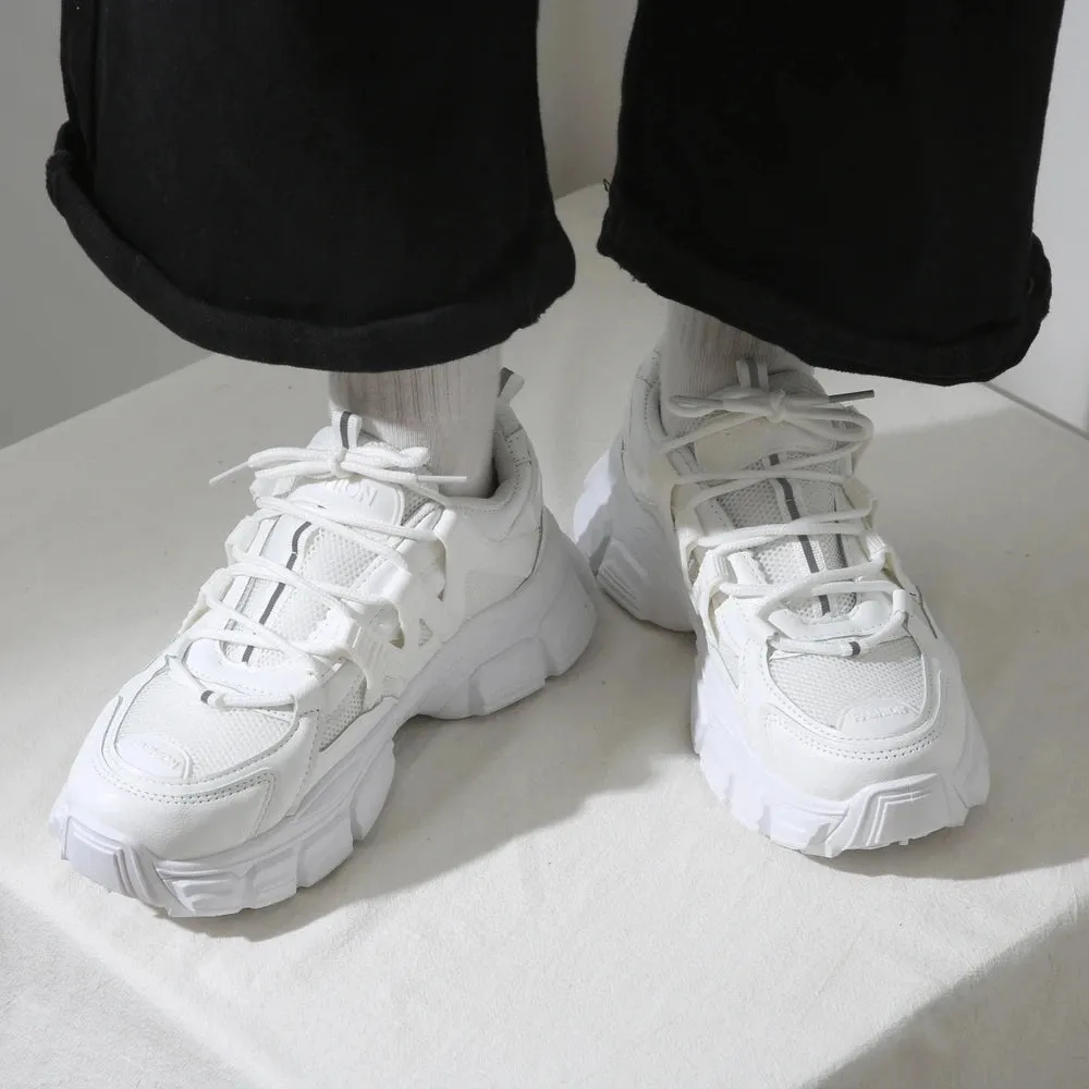 Merendy Titus round toe lace-up chunky white 90s platform sneakers