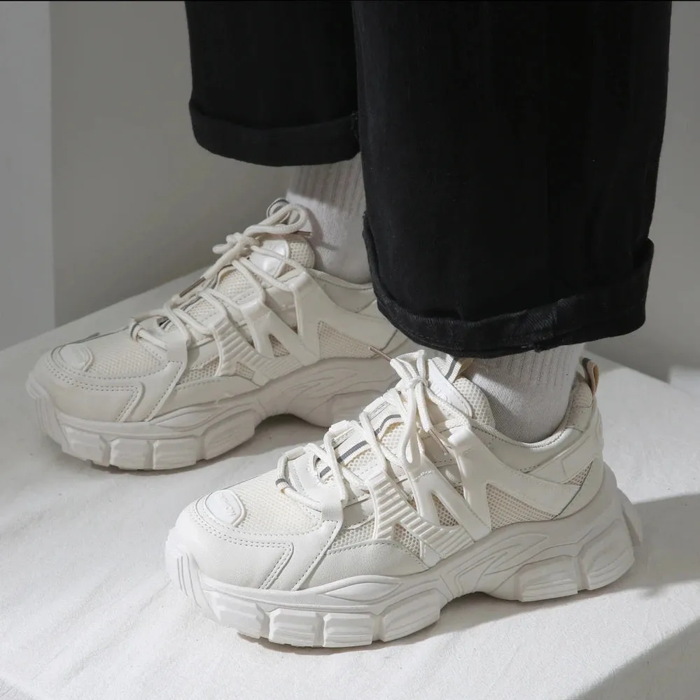 Merendy Titus round toe lace-up chunky white 90s platform sneakers