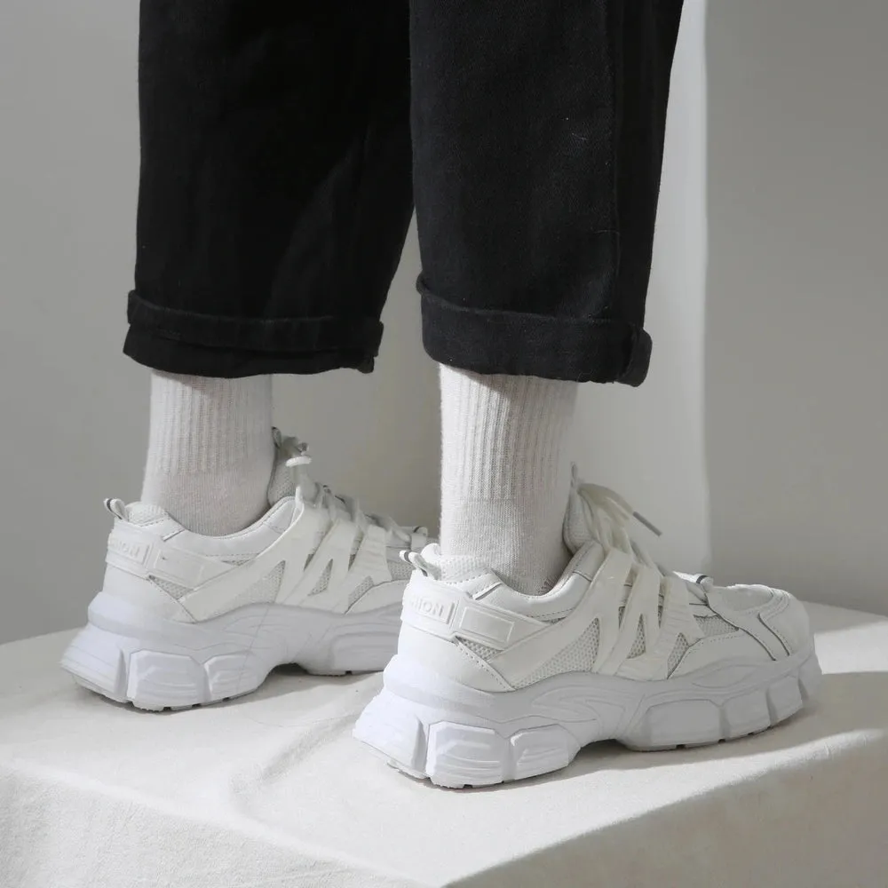 Merendy Titus round toe lace-up chunky white 90s platform sneakers