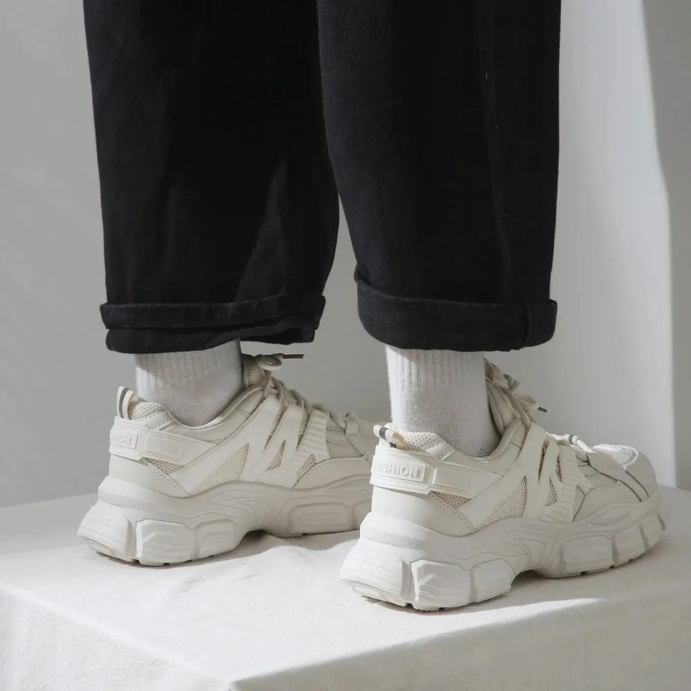 Merendy Titus round toe lace-up chunky white 90s platform sneakers