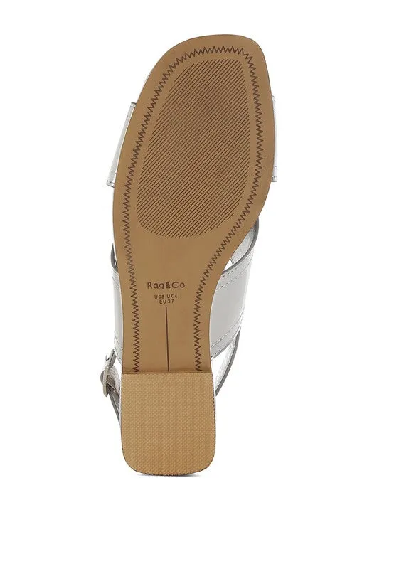 Metallic Faux Leather Criss-Cross Flats