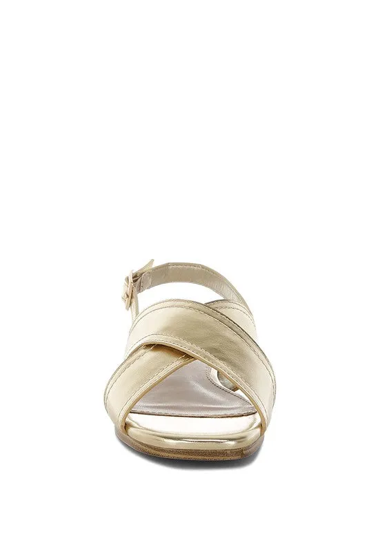 Metallic Faux Leather Criss-Cross Flats