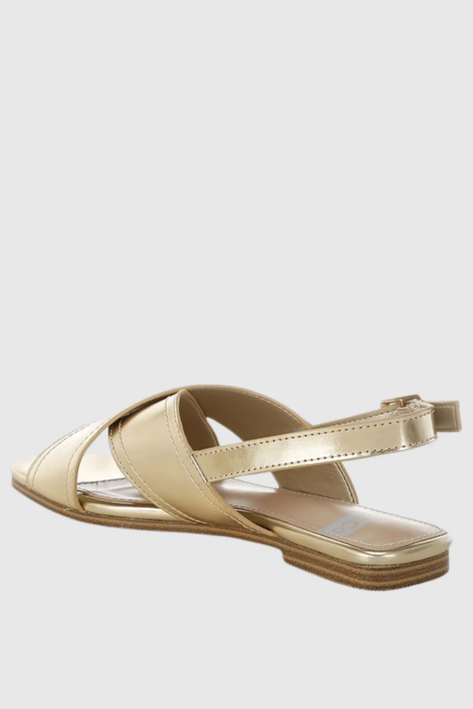 Metallic Faux Leather Criss-Cross Flats