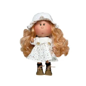 Mia in a Printed Floral Dress and Hat